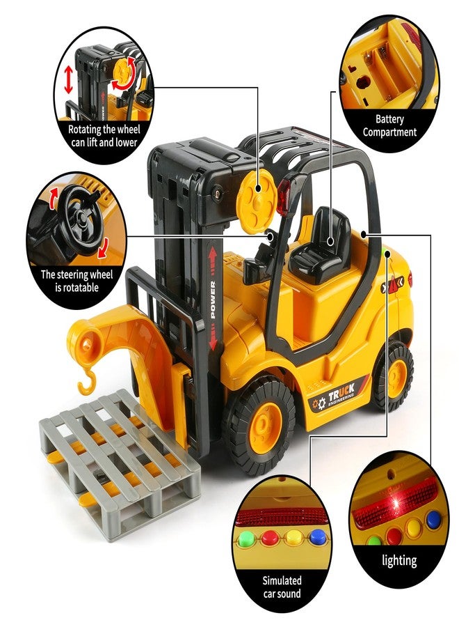 Cdymkf Toy Forklift Truck with Pallet, 1/16 Scale Fork Truck with Lights & Sound,11.8"(30cm), Friction Powered, Ages 3+ - Image 3
